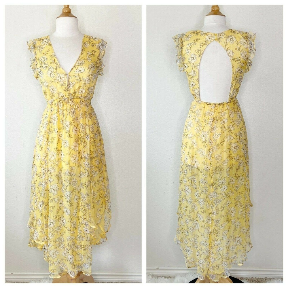Rahi Uneven Hem Floral Open Back Dress